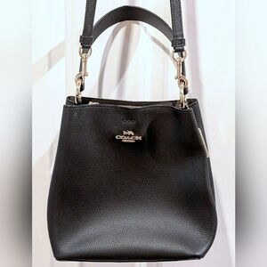 EUC COACH 2-Way Convertible Shoulder / Hand Bag Black Leather 1011 Bucket Bag